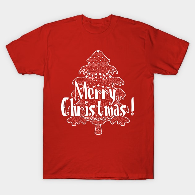 Merry Christmas - Tree T-Shirt by MarinasingerDesigns